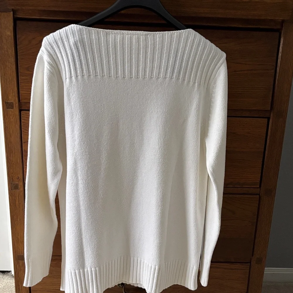 Liz Claiborne Women's Sweater. Boat Neck Style Cream Size Large - Picture 5 of 6